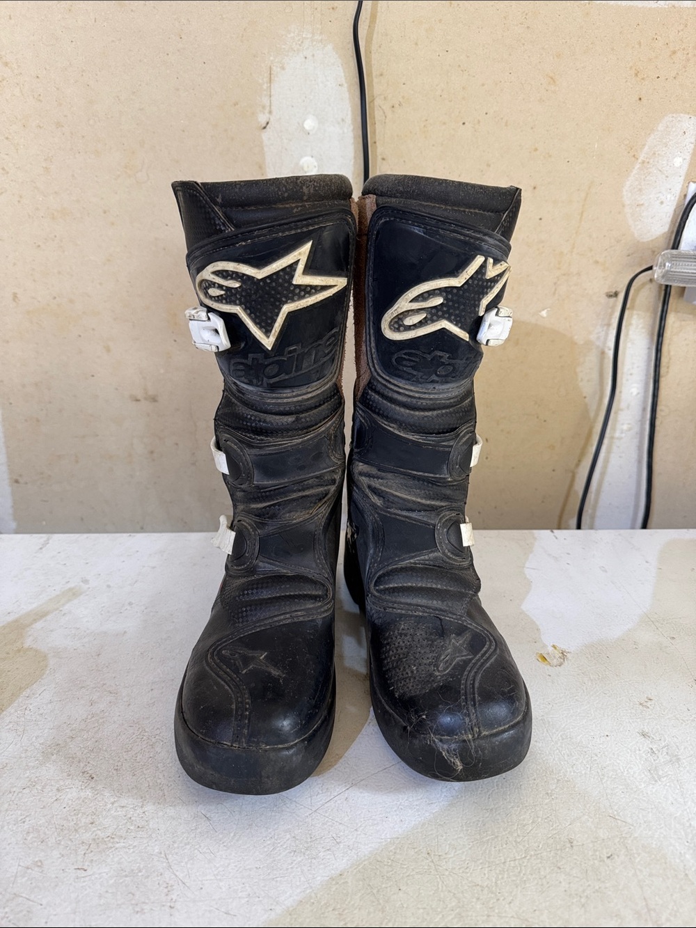 Alpinestars Black Kids Off-Road Riding Boots with White Accents